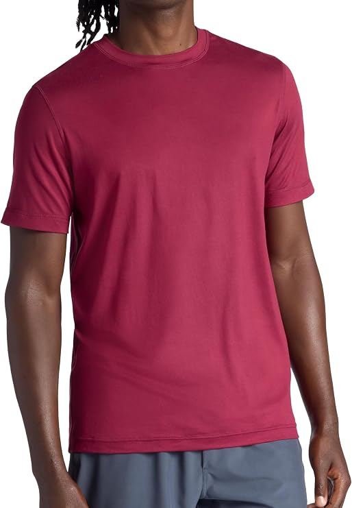 Gaiam Men's Everyday Basic Crewneck Top, Standard Fit, Stretch Midweight Material