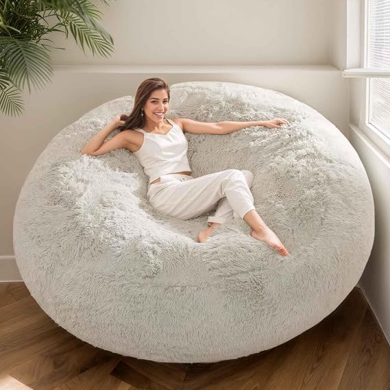 Bean Bag,Big Huge Giant Bean Bag Chair for Adults, (No Filler) Bean Bag Chair for Adults Kids Comfy Fluffy Giant Round Beanbag Lazy Sofa Cover- Machine Washable Covers, Double Stitched Seams