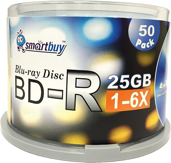 Smartbuy 200-disc 25gb 6X Bd-r BDR Blu-ray Logo Top Blank Recordable Disc