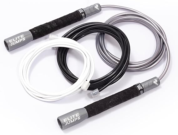 Elite Jumps Freestyle PVC Jump Rope Bundle - Premium Quality Adult Jump Ropes for Fitness - Lightweight Cardio Skipping Jump Rope for Exercise and Training - Unbreakable Grip Tape Handles