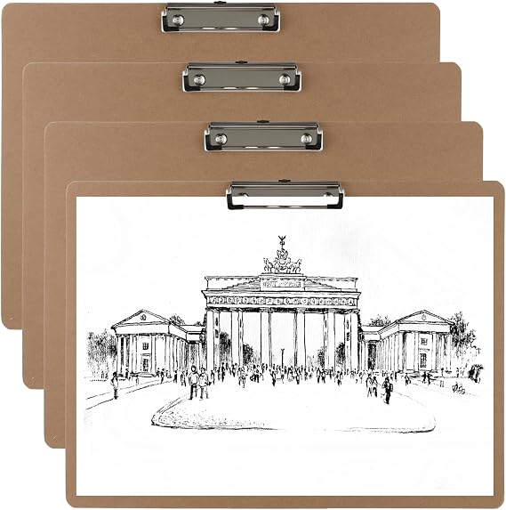 4PCS Extra Large Clipboards, 13 x 17 Clipboard, A3 Horizontal Wooden Clip Boards, Low Profile Clip Art Clipboard for Drawing, Sketching, Art Supplies, Landscape for Home Office