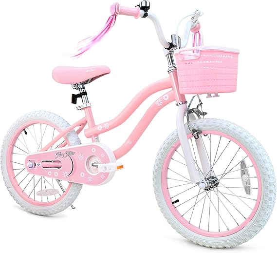 bicystar Girls Bike for Kids Ages 2-8 Years, 12 14 16 18 Inch Kids Bike with Training Wheels, Basket & Streamers, Pink Little Girls Bicycle with Coaster Brake, Birthday Gift