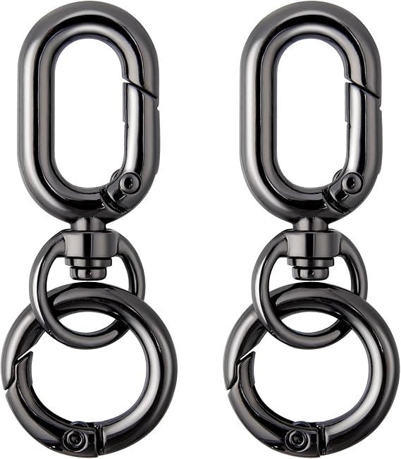 OIIKI 2 Sets Double Opening Swivel Clasp Clips, Metal Snap Hooks, Black
