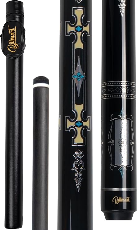 Billmart Carbon Fiber Pool Cue Stick,12.5mm Low Deflection Shaft Billiard Sticks with Hard Case, 19oz Professional Pool Stick