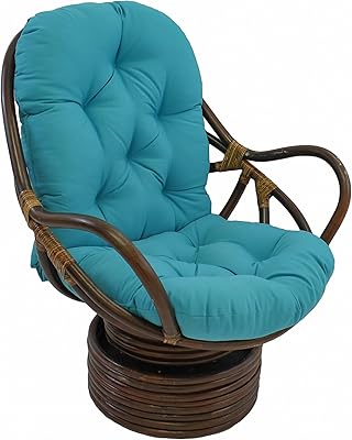 Blazing Needles Solid Twill Swivel Rocker Chair Cushion, 48 x 24, Aqua Blue