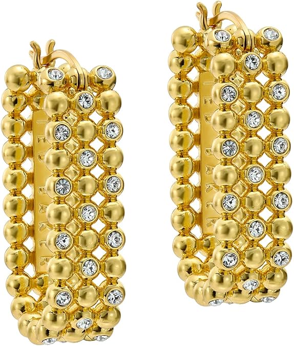Ted Baker London Bollie Crystal Bobble Hoop Earrings for Women (Gold/Crystal)