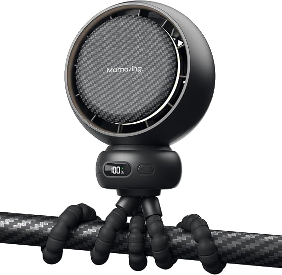 MAMAZING Portable Stroller Fan for Cooling, 70° Auto Oscillation, 5000mAh