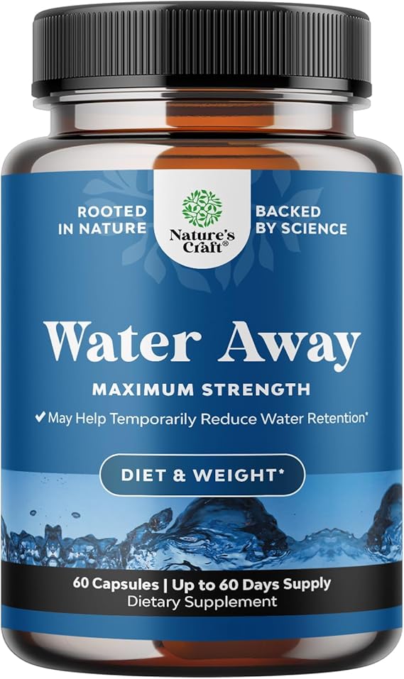Natural Diuretic Water Away Pills Vitamin B6 Potassium & Dandelion Root Extract Water Retention Anti-Bloating and Swelling Capsules Weight Loss for Women & Men with Antioxidant Green Tea - 60 Count