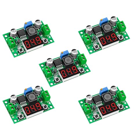 5 Packs LM2596 Adjustable DC-DC Step Down Buck Power Convert Module 4.0-40V Input to 1.25-37V Output with LED Voltmeter Display