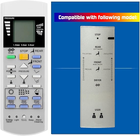 Replacement Remote Control for TOTO Toliet THU9851 Toilets and Bidets Washlet