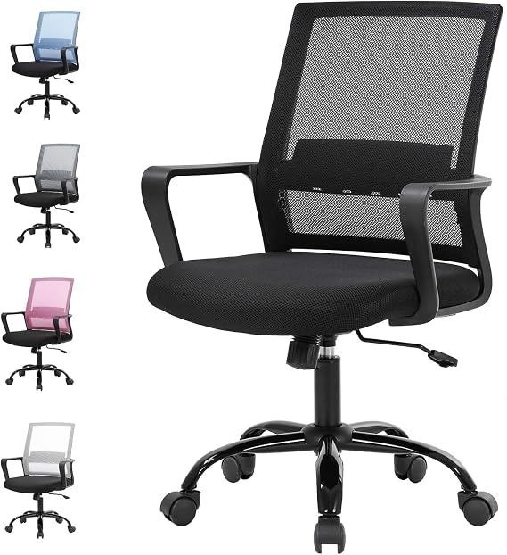 Small Office Chair Home Office Desk Chair Computer Chair Work Chair Mesh Chair Rolling Chair with Armrest for Home Office, Black