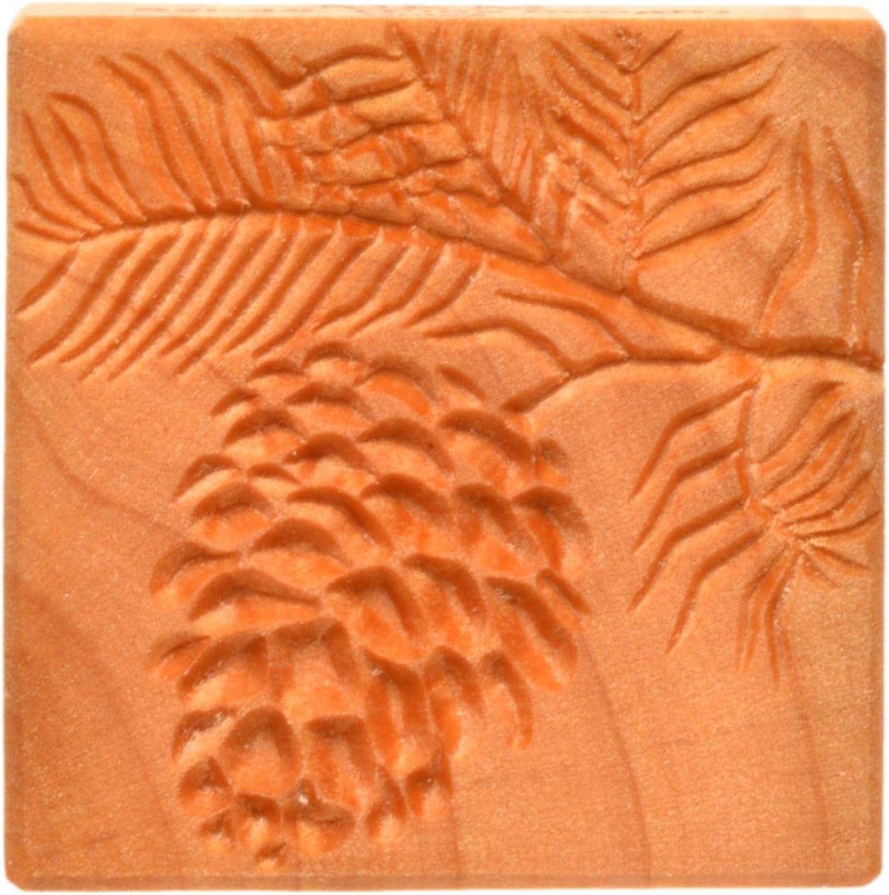 MKM Pottery Tools Large Square Decorative Stamp for Pottery, Clay, Ceramics Ssl-049 Pine Bough