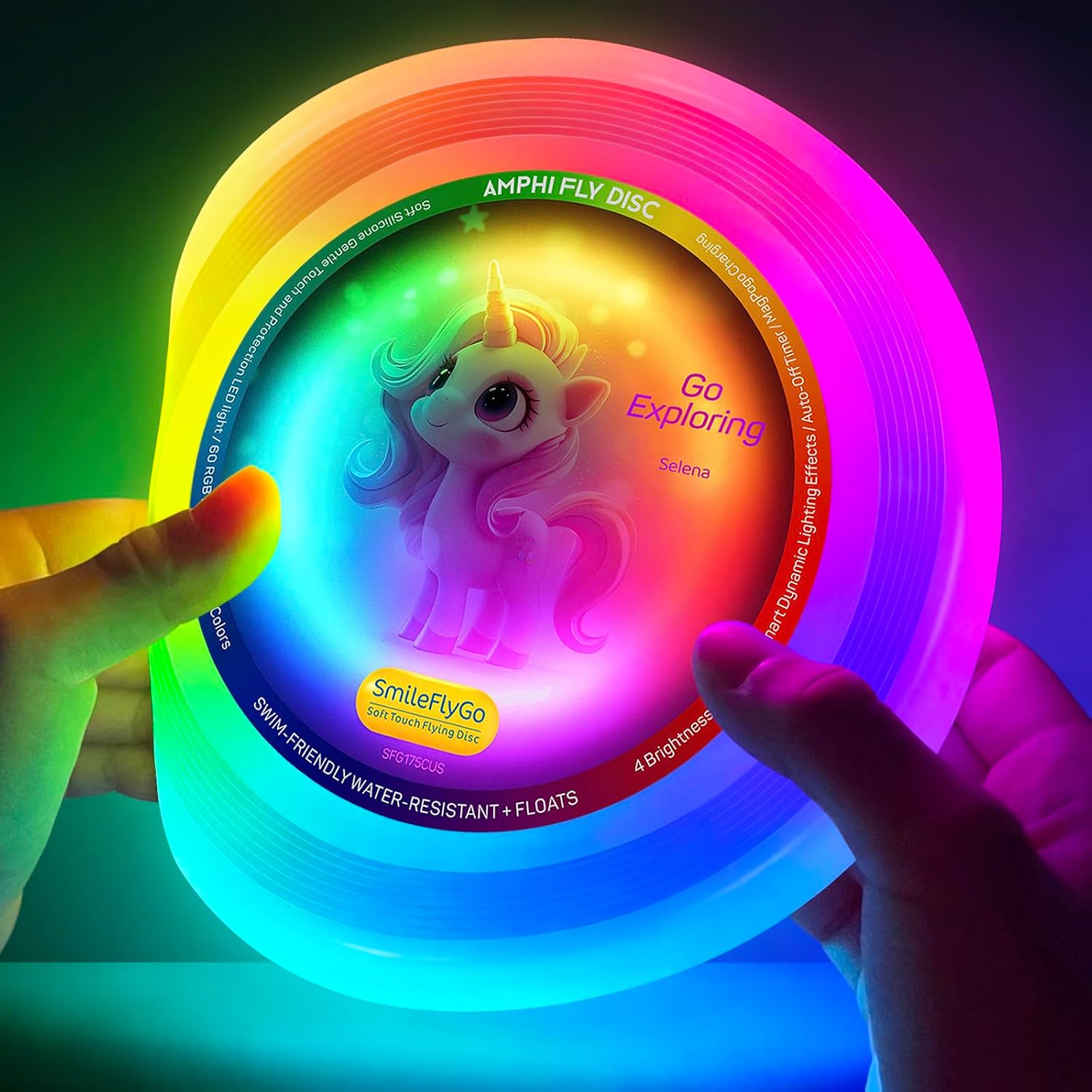 Flying Disc, 16 Million Color RGB 60 LEDs, Bright Dynamic Lighting, Soft Silicone, IPX7 Waterproof & Floatable, Top Pick for Pool, Beach Games, Ideal Toy Gift for BoysGirlsTeensKids,138g