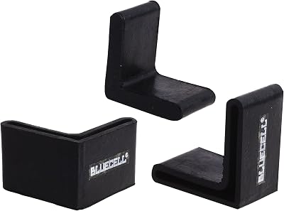 BLUECELL 10PCS Black Color L Shape Rubber Covers Furniture Angle Iron Foot Pads,38x38mm