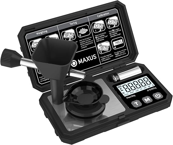 MAXUS Digital Milligram Scale, 50g x 0.001g, 50g Calibration Weight