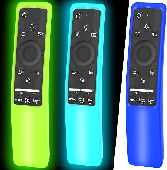 3 Pack Remote Case Glow in The Dark Compatible with Samsung Smart TV Remote Controller BN59 Series, Silicone Cover Protector Shockproof Anti-Slip Remote Skin Sleeve Blue Green Sky