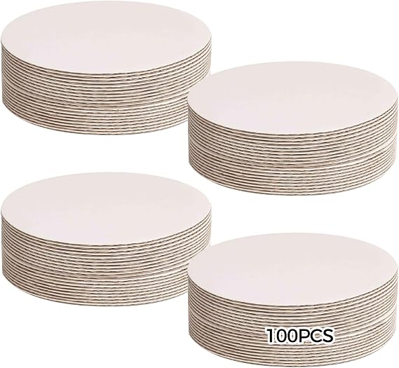 100 PCS Round Cake Boards, 6 in Cardboard Cake Circle Boards for Cakes Desserts Bakery Shop, Quality White Corrugated Paper Base for Birthdays, Weddings, Parties