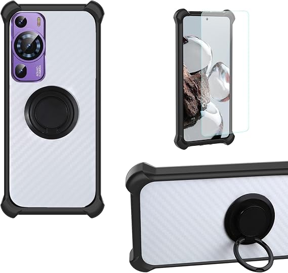 bojioderf Case Compatible for HeyxFome X2 2024 6.5 Phone Case Cover [with Tempered Glass Screen Protector] PC + Silicone [360 Metal Ring, Magnetic Car Mount] CSKB-HEI