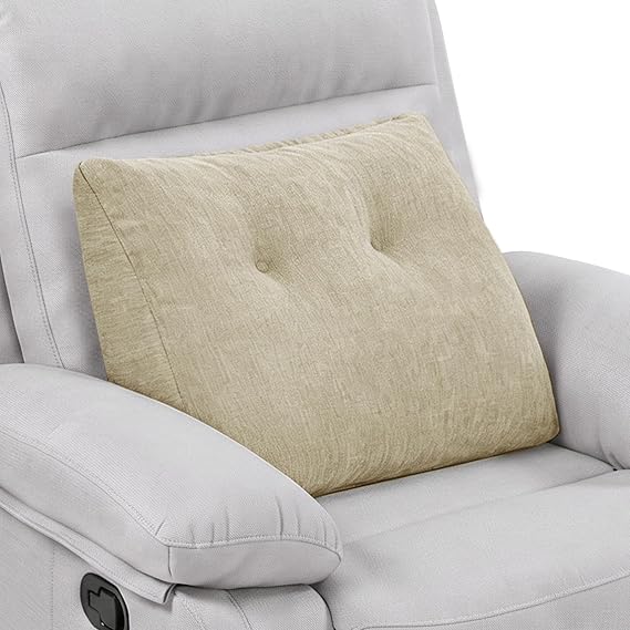 Back Support Pillow for Recliner Soft Dual Layer Lumbar Support Pillow with Shredded Memory Foam Ergonomic Orthopedic Couch Lumbar Cushions for Elderly Lower Back Pain Relief Khaki
