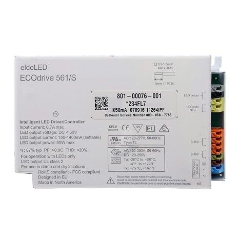 ECOdrive-561/S LED Driver/Controller, 60-Vdc @ 150-1400mA, 50W, 120/277V