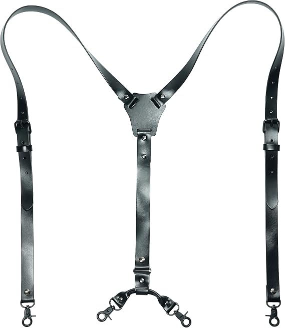 Leather Shoulder Suspenders For Men With Replacable Clips/Trigger Snaps