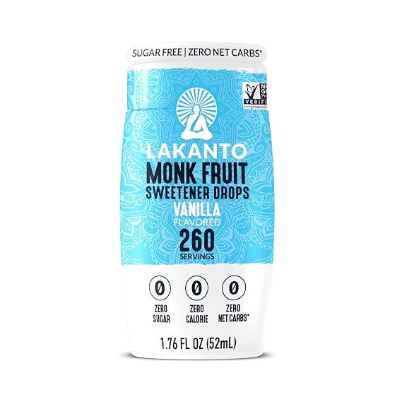 Lakanto Liquid Monk Fruit Extract Drops, Vanilla, 1.76 fl oz, 260 Servings