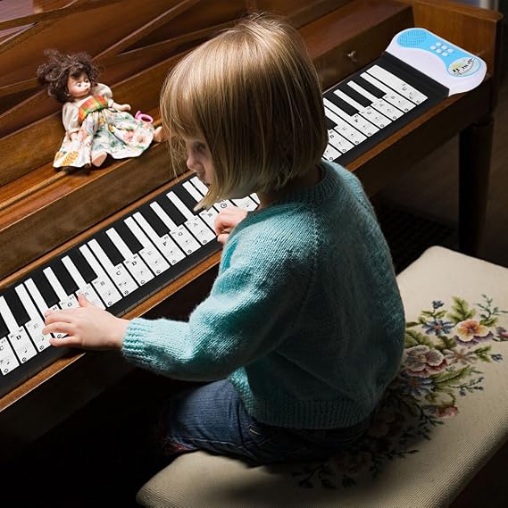 Transparent Removable Piano Keyboard Stickers for 61/88 Key Electronic Pianos - Colored Notes for Beginners and Children