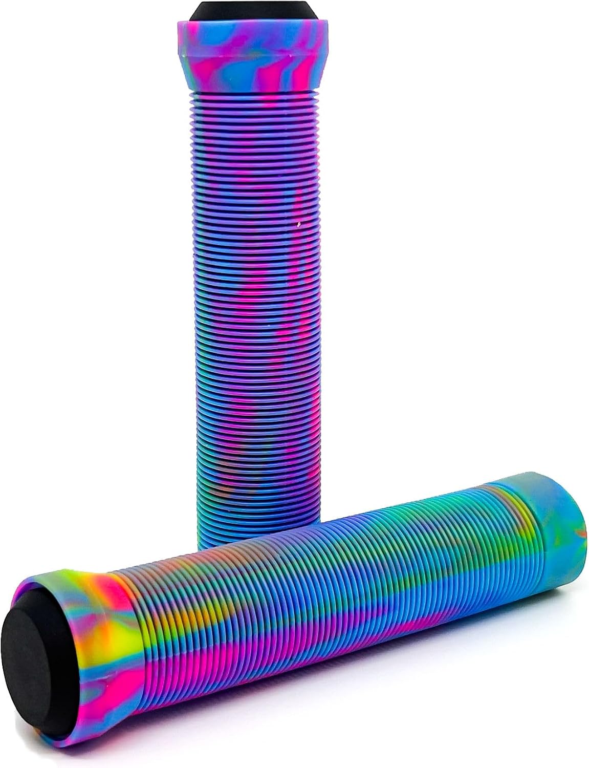Team Dogz Mixed PU Soft Rubber Flangeless Handlebar Grips For Stunt Scooters, Bikes, MTB, BMX etc With Bung Ends. Long 150mm with 22mm Internal Diameter For Standard & Oversized Bars
