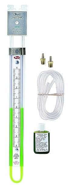 Dwyer Flex-Tube Series 1223 U-Tube Manometer, 4-0-4"WC Using Red Gauge Fluid