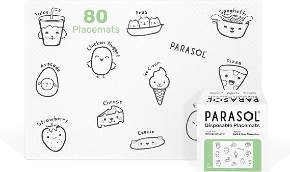 Parasol Disposable Placemats for Babies and Toddlers, 80 Count