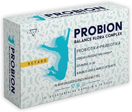 Probion Probiotics Intestinal Restoration Probiotic Capsules 40 Billion CFU Lactobacillus Bifidobacterium + Enzi Mix + Vitamins + Bamboo and Chamomile to Eliminate Intestinal Gas 30 Capsules