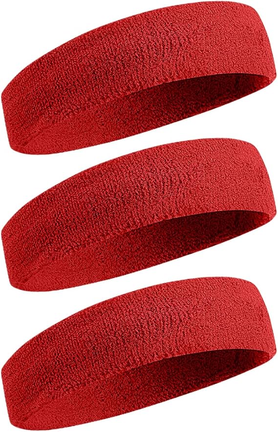 BEACE Sweatbands Sports Headband for Men & Women - Moisture Wicking Athletic Cotton Terry Cloth Sweatband for Tennis, Basketball, Running, Gym, Working Out