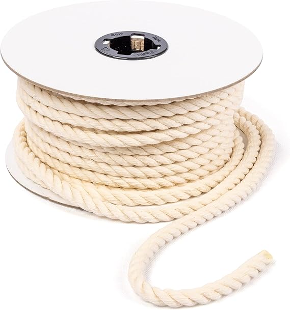 Natural Soft Cotton Rope, 8mm Thick Rope for Crafts and Macrame (10m)