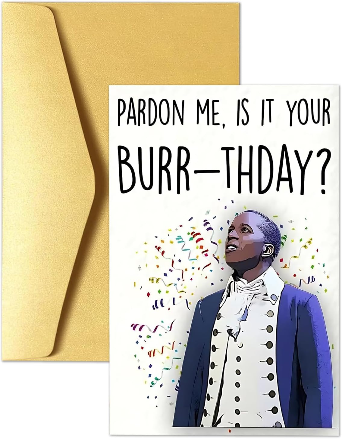 Hamilton Birthday Card for Men, Smooth-Writing Hamilton Merch Card with Gold Envelope, Mens Birthday Cards for Hamilton Lovers and Enthusiasts, Creative Gifts for Birthdays