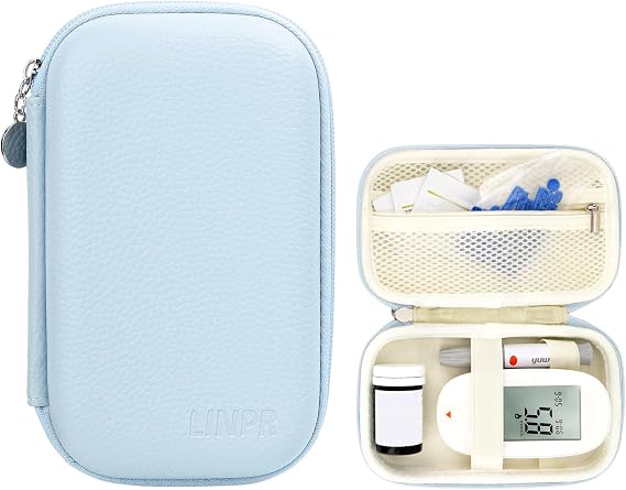 Diabetic Monitor Case, Glucose Meter Kit Travel Organizer, Blue