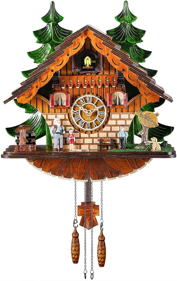 Kintrot Cuckoo Clock for Wall: A Happy Family with a Cute Puppy