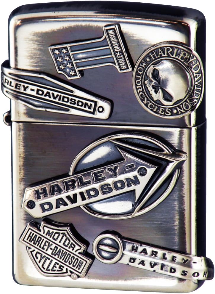 Zippo Lighter Zippo Lighter Zippo Lighter Harley Davidson HARLEY DAVIDSON Cool Bike Lover Oil Lighter 200 Japan Limited Model Metal Paste Luxurious Metal Boyfriend Men Men Smoking Equipment Brand Eagle Eagle Emblem Skull Skeleton Silver Ibushi Antique Double-sided processing