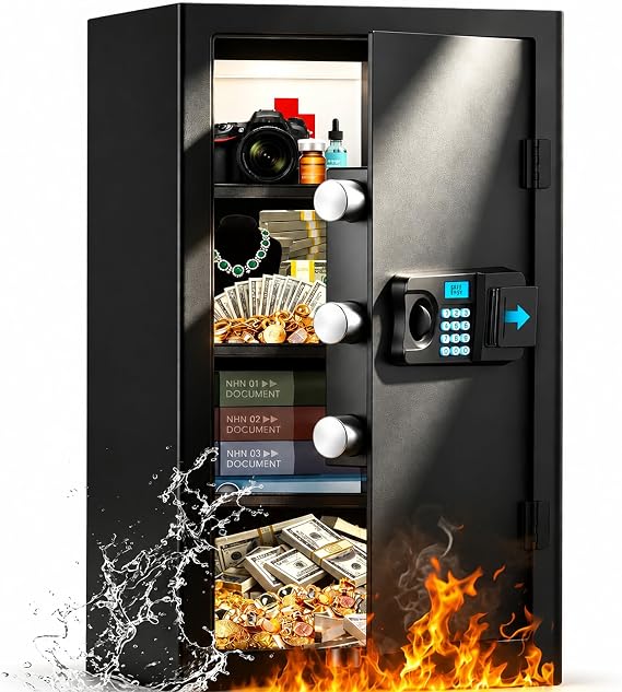 7.0 Cuft Large Fireproof Safe for Home, Digital Anti-theft Safe Box with Combination Lock, Smart Alarm Systerm and Removable Shelf, Personal Safety Box for Home Documents Fireram Medicine Valuables