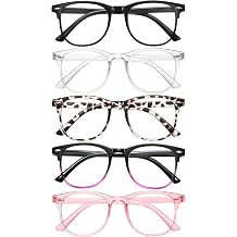 5 Pack Reading Glasses for Men and Women, Blue Light Blocking, Round Frame Computer Glasses for Screen Use, Anti Eyestrain Lightweight Readers