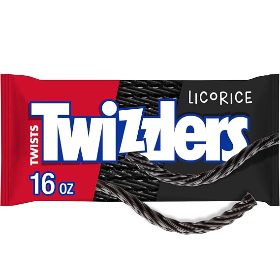 TWIZZLERS Twists Licorice Flavored Chewy Candy Bag, 16 oz | Licorice flavored TWIZZLERS Twists in a shareable bag for movie nights, parties and snack breaks.