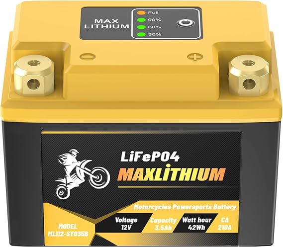 3.5Ah 210CA 12V Motorcycle Lithium Battery - Perfect Replacement for YTX4L-BS, YTX5L-BS, YTX7L-BS, High-Rate Cell, Powerful Starts, Motorcycles, Mopeds, Generator, Small Lawn mower