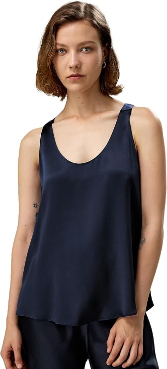 LilySilk 100% Silk U-Neck Tank Top for Women Summer Silk Camisole Tops Ladies Relaxed Fit