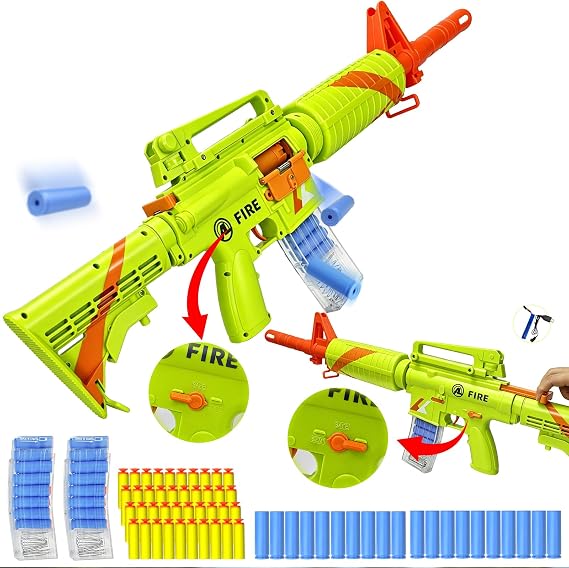 Toy Gun, Shell Ejecting Toy Gun, Realistic Gun, Automatic M16 - Blue