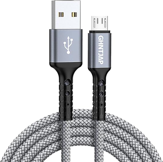 Micro USB Cable, 9.8 ft 3 m, Micro USB Cable, Fast Charging, USB 2.0 Data Transfer, Android Charging Cable, Android Charging Cord, Xperia X/Galaxy S7/Kindle/PS4, Compatible with Multiple Models, Nylon Braided