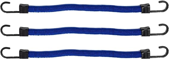 SuperBungee Cords | 3 Pack of 12-Inch Cords (18" incl Hooks) That Stretch to 6 FEET