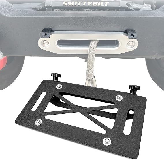 Detachable Hawse Fairlead License Plate Mount, Heavy Duty Winch License Plate Holder Bracket - 10" Portable License Plate Mount, Hawse Fairlead Mount