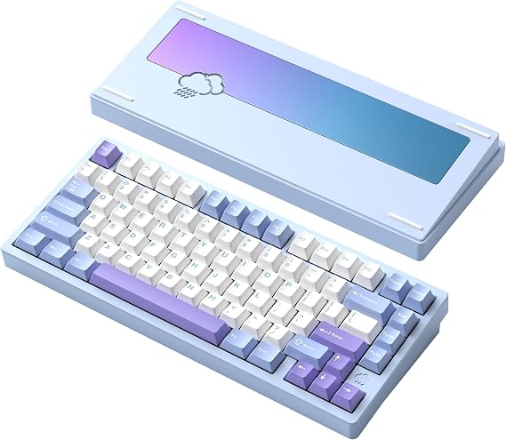 WOBKEY Rainy 75 Keyboard, Mechanical Keyboard, 3-Way Connection, OS Compatible, Supports Hot-Swap and VIA, Customization, Gasket Design, Aluminum Material, RGB Backlight Blue English Layout