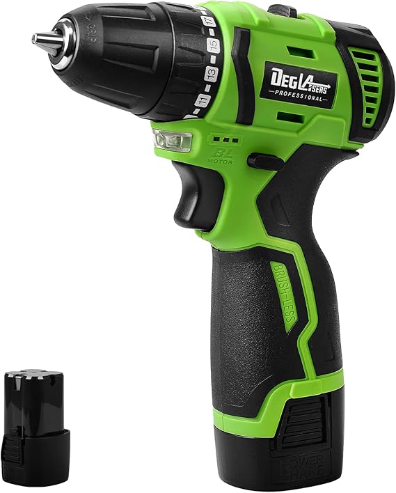 16.8V Cordless Drill, DEGLASERS Brushless Power Drill with Battery and Charger, 3/8Keyless Chuck, 2 Variable Speed, 20+1 Torque Setting for Man/Women Home Use