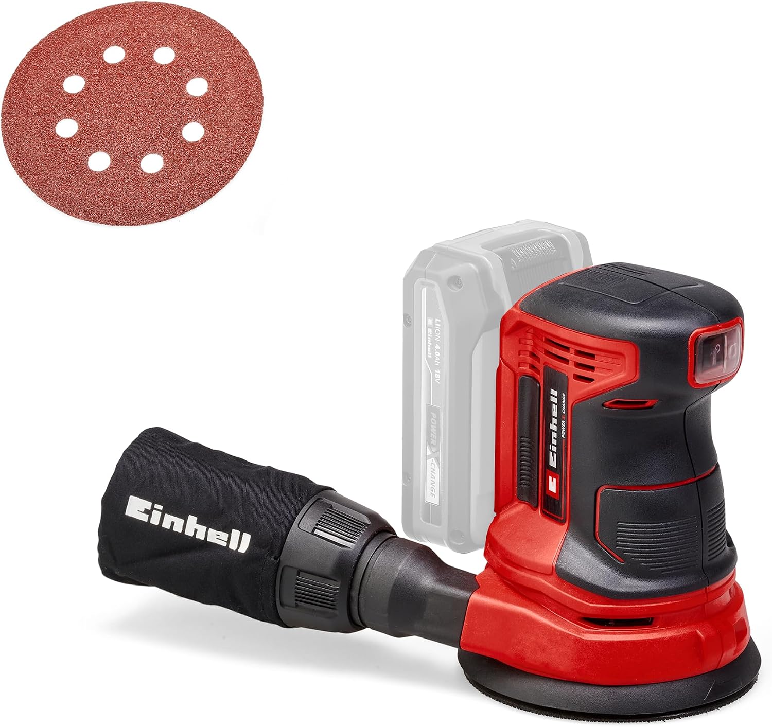 Einhell Cordless Eccentric Sanding TE-RS 18 Li-Solo Power X-Change Including Lithium-Ion, Cycle Electronics, Velcro Tape, 1x P80 sandpaper, Battery and Charger Not Included - 4462010