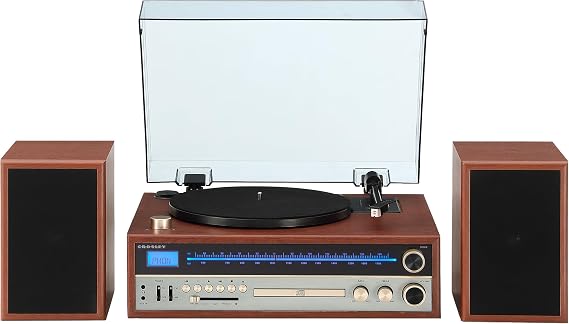 Crosley CR6038B-WA 1975T Record Player with Speakers, Walnut